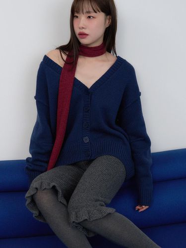 Ribbed Long Knit Scarf [burgundy] - geegee - Modalova