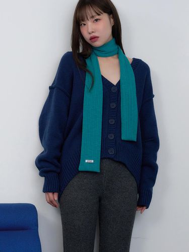 Ribbed Long Knit Scarf [Teal Blue] - geegee - Modalova