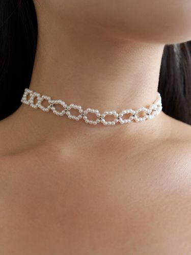 Pearl Lace-Woven Silver Choker - geegee - Modalova