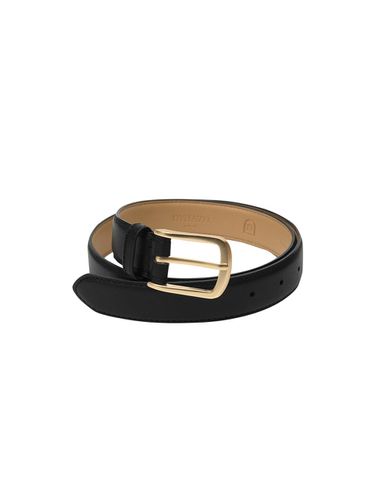 Italian Leather Gold Buckle Belt [Black] - nyhavn - Modalova