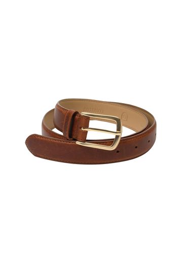 Italian Leather Gold Buckle Belt [Brown] - nyhavn - Modalova