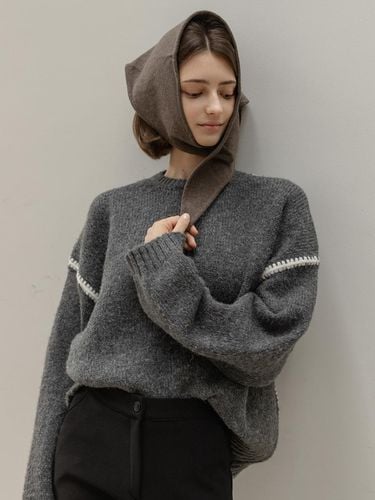 Chunky Oversized Wool-Blend Crewneck Sweater [Charcoal] - NONANDNON - Modalova