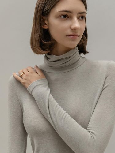 Basic Wool Slim-fit Turtleneck T-shirt [Light Gray] - NONANDNON - Modalova