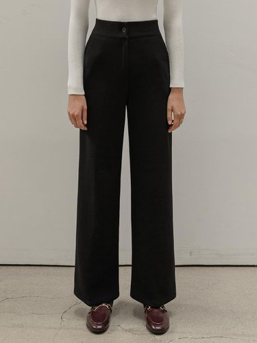 Wide Leg High Waisted Elastic Slacks [BLACK] - NONANDNON - Modalova