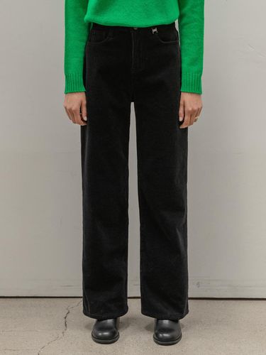 Corduroy Wide Fleece Lined Pants [Black] - NONANDNON - Modalova