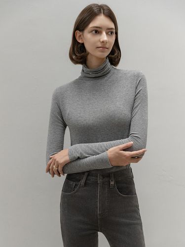 Basic Wool Slim Fit Turtleneck T-shirt [Melange Gray] - NONANDNON - Modalova