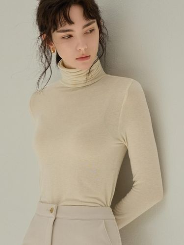 Basic Wool Slim Fit Turtleneck T-shirt [Beige] - NONANDNON - Modalova