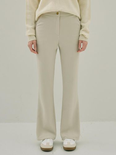 Bootcut Elastic High Waist Fleece Lined Slacks [Cream Beige] - NONANDNON - Modalova