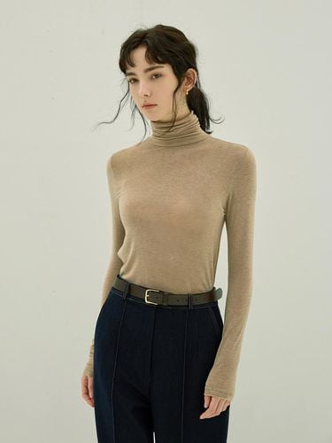 Basic Wool Slim Fit Turtleneck T-shirt [Beige] - NONANDNON - Modalova