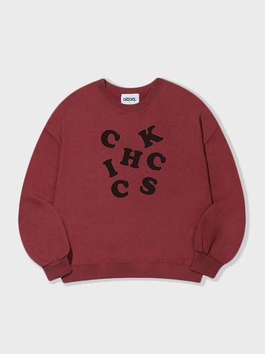 Long Sleeve Fleece Lined Cotton-Poly Sweatshirt [Wine] - chicks - Modalova