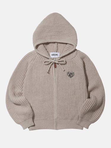 Knit Hooded Zip-up T-shirt [Beige] - chicks - Modalova