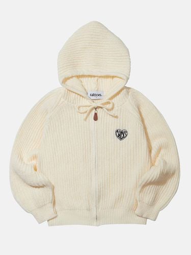 Knit Hoodie Zip-up T-shirt [Cream] - chicks - Modalova