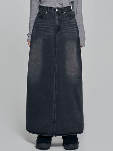 Vintage Wash Denim Long Straight Fit Skirt - chicks - Modalova