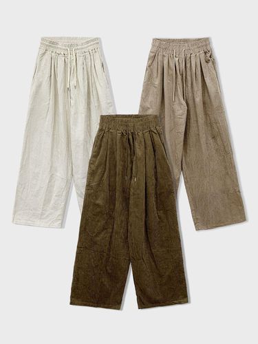 Heavy-weight Corduroy Two-pleat Elastic Waist Pants - chicks - Modalova