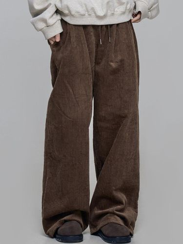 Balloon Wide Cotton-Polyester Corduroy Pants [BROWN] - chicks - Modalova