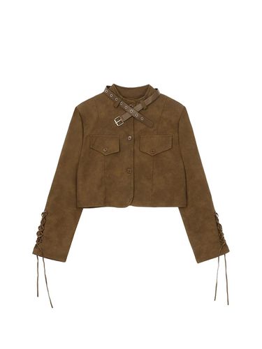 Betty Boop Leather Belt Cropped Jacket [] - ULKIN CANVAS - Modalova