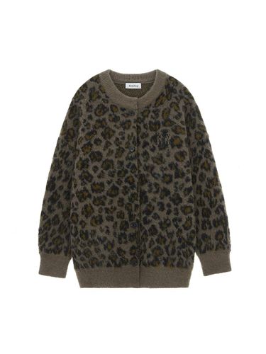 Betty Boop Overfit Leopard Hairy Cardigan [Grey] - ULKIN CANVAS - Modalova