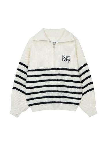 Betty Boop Stripe Half-Zip Loose Fit Knit [] - ULKIN CANVAS - Modalova