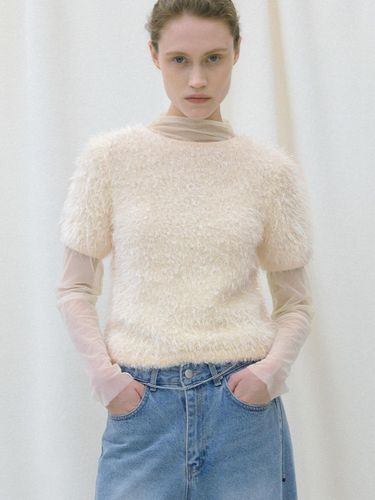 Twinkle Pearl Effect Half-Sleeve Knit Top (T-6972) - Atelier Nain - Modalova