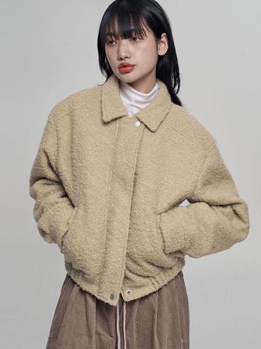 Collar Virgin Wool-like Relaxed Blouson [Beige] - chicks - Modalova