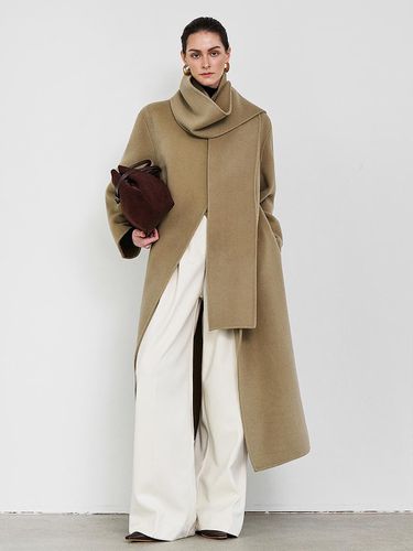 Shawl scarf Cashmere Wool relaxed Fit Coat [Beige] - MOONT - Modalova