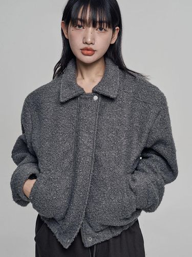 Collar Sherpa Relaxed Blouson Jumper [Charcoal] - chicks - Modalova