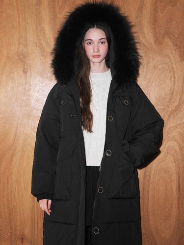 Fur Trimmed Military Down Nylon Jacket (MAEDDW47MBK) - marieclaire - Modalova