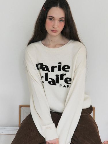 Fur Embroidered Logo Marie Claire Knit [Ivory] (MAEDKN15MIV) - marieclaire - Modalova