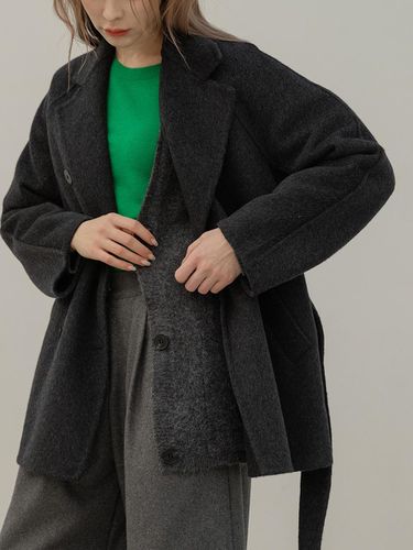 Wool Handmade Half Double Coat [Charcoal] - NONANDNON - Modalova