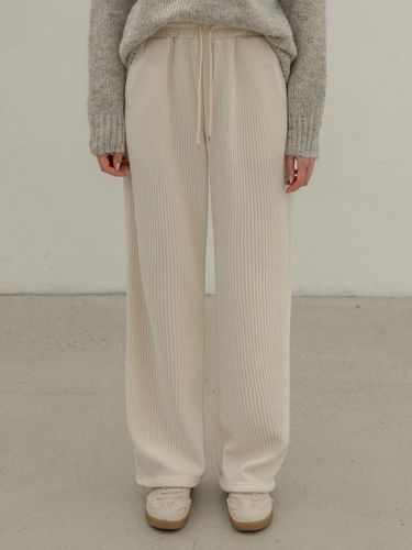 Corduroy Fleece Lined Wide Leg Pants [Beige] - NONANDNON - Modalova