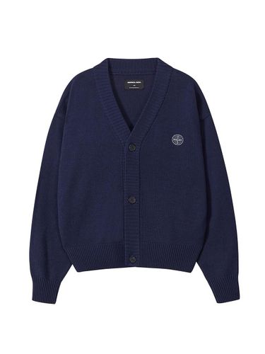 Cotton Acrylic Blend Crop Cardigan [Navy] (3168) - PAN AM - Modalova