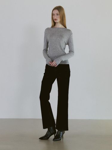 Velvet Boot-cut Denim Pants [BLACK] - STAYPEOPLE - Modalova