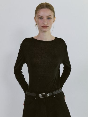 See-through Tencel Slim Straight T-shirt [BLACK] - STAYPEOPLE - Modalova