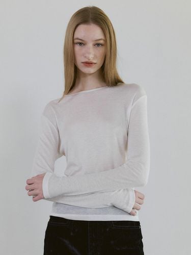 See-through Slim Straight Tencel T-shirt [IVORY] - STAYPEOPLE - Modalova