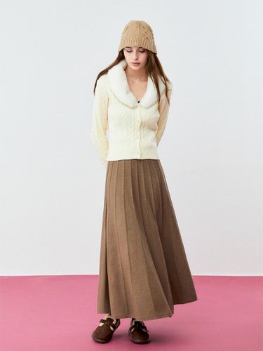 High-Waisted Flare Knitted Maxi Skirt [CAMEL] - koolkitten - Modalova