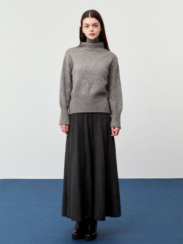 High-Waisted Flare Knitted Maxi Skirt [GRAY] - koolkitten - Modalova