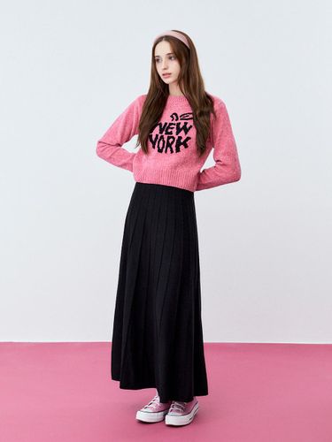 Flare Knitted A-line Maxi Skirt [BLACK] - koolkitten - Modalova