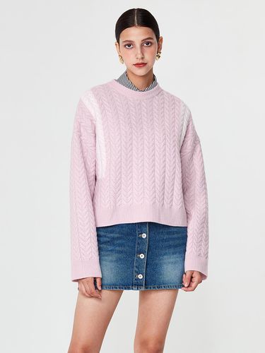 Cashmere Wool Blend Cable Knit Dress [Pink] - pelote - Modalova