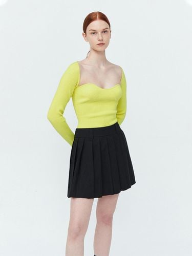 Heart Neckline Ribbed Knit Top [GREEN] - pelote - Modalova