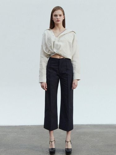 Tailored Slim Boot-Cut Mid-Rise Trousers [Navy] - pelote - Modalova