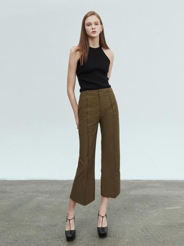 Tailored Slim Boot-Cut Premium Trousers [Khaki Brown] - pelote - Modalova