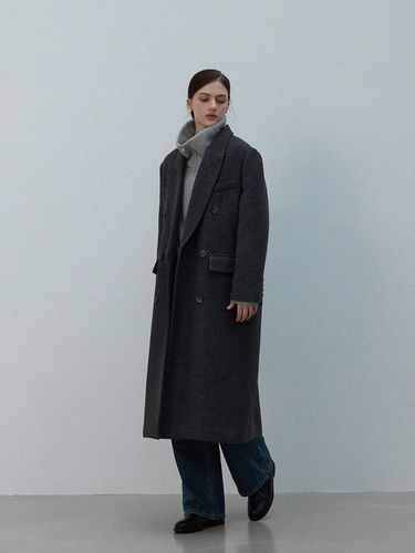 Modern Tailored Long Sophisticated Coat [Charcoal] - LE STUDIO - Modalova