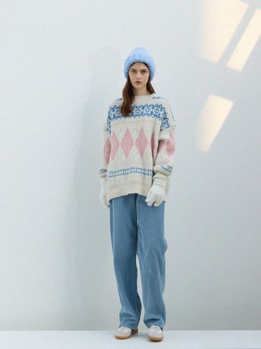 Corduroy Straight Pants [Sky Blue] - LE STUDIO - Modalova