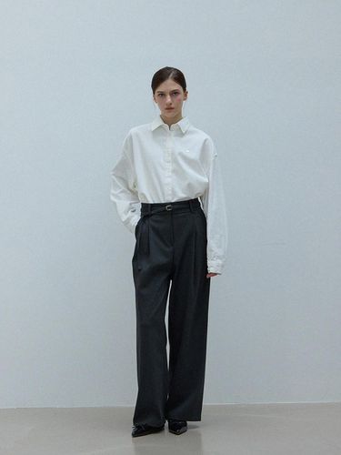 Belt-Decorated Winter Slacks [Black] - LE STUDIO - Modalova