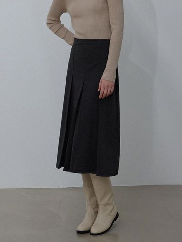 Feminine Delicate Pleated Skirt [Brown] - LE STUDIO - Modalova