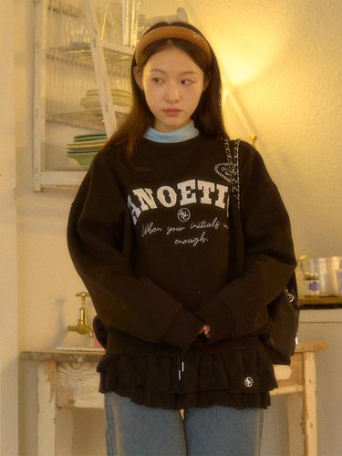 Lace Logo Oversized Cotton Sweatshirt [] - ANOETIC - Modalova