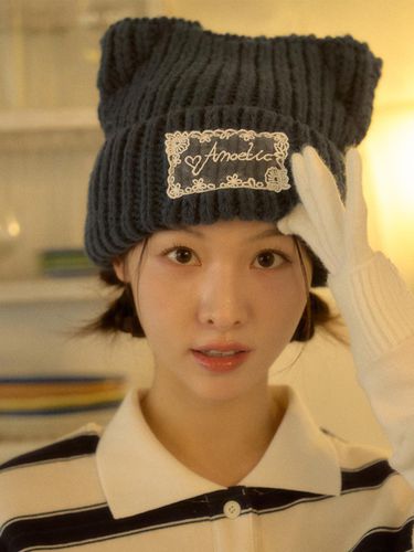 Cat Design Acrylic Knit Beanie [] - ANOETIC - Modalova