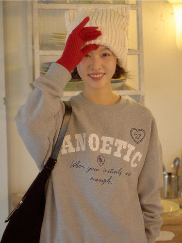 Lace Logo Cotton Sweatshirt [Grey] - ANOETIC - Modalova