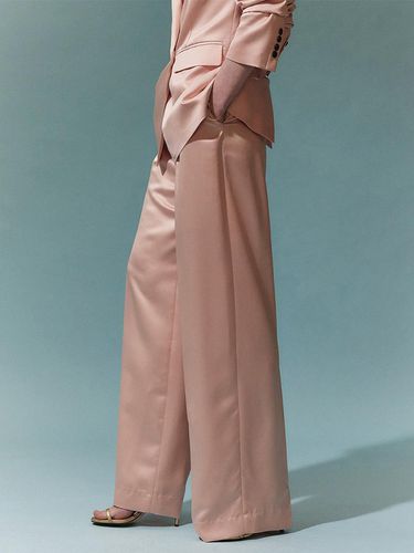 Satin Wide-Leg Slacks (MBDP012) - DINT - Modalova