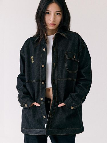 Washed Denim Half Vintage Jacket [Black] - KIJIKO - Modalova